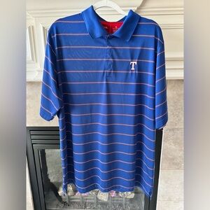 Antigua Texas Rangers Men’s MLB Short Sleeve Royal Blue Striped Polo Shirt XL